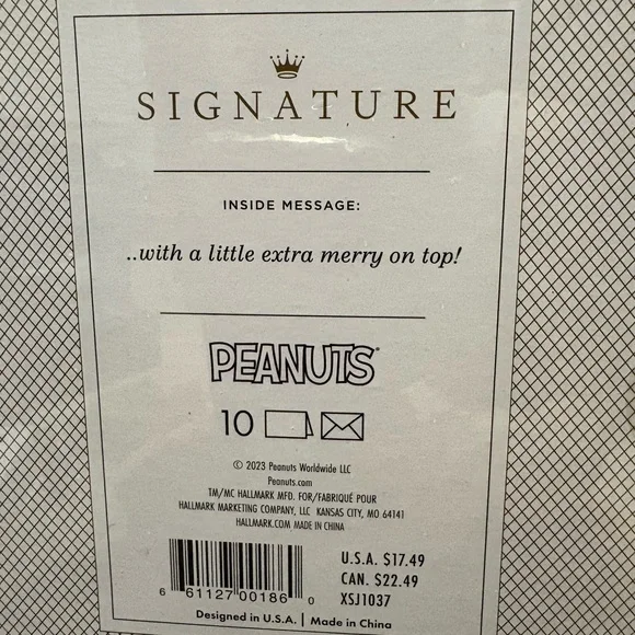 Signature Hallmark Peanuts Christmas Cards
Box of 10 - Picture 3 of 5